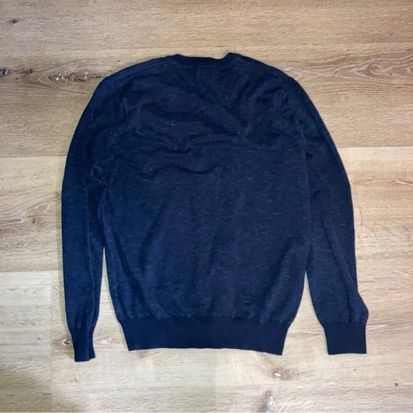 J.CREW 100% Cotton Men's Navy Blue V-Neck Sweater Size Small Preppy 90S Pullover - Picture 3 of 11